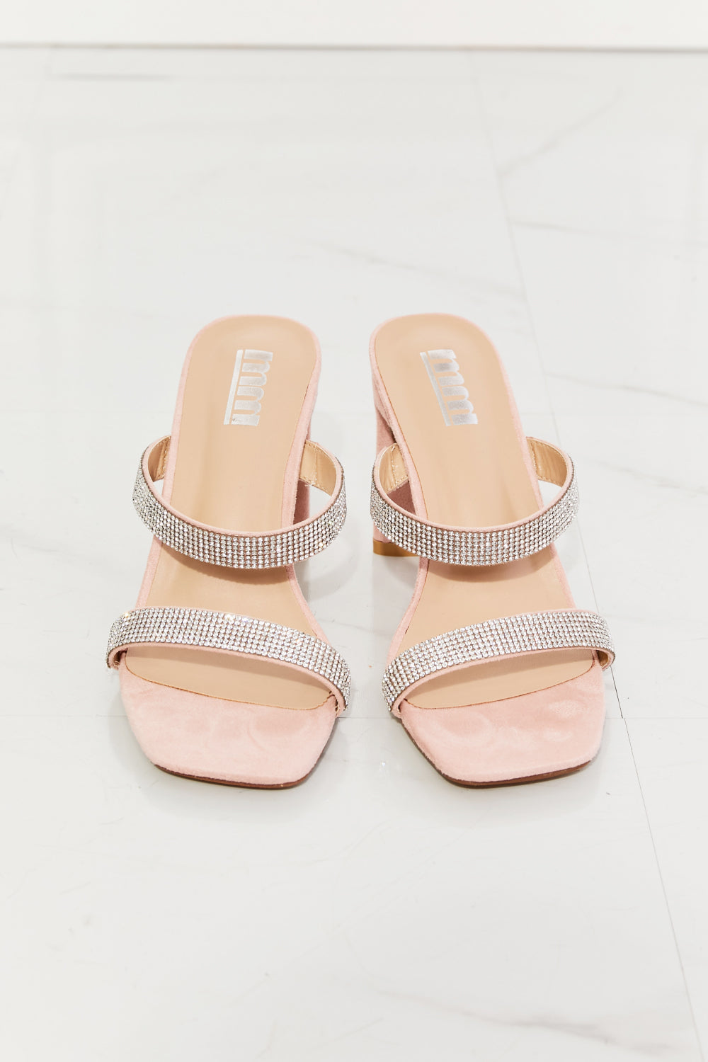 MMShoes Leave A Little Sparkle Rhinestone Block Heel Sandal in Pink - OCEANE