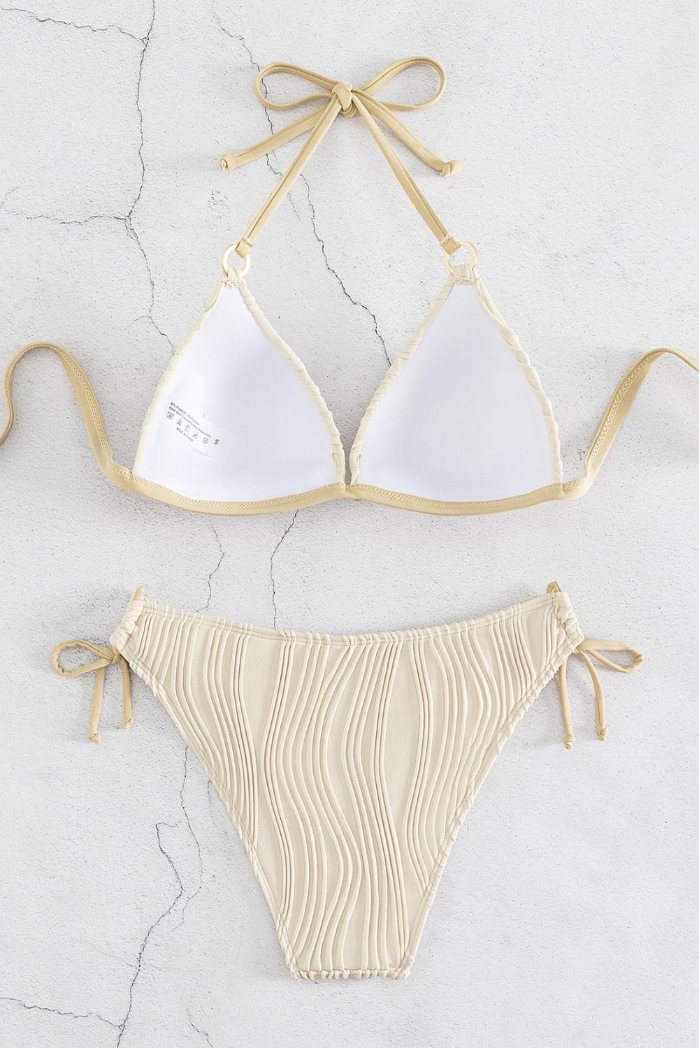 Textured Halter Neck Bikini Set - OCEANE