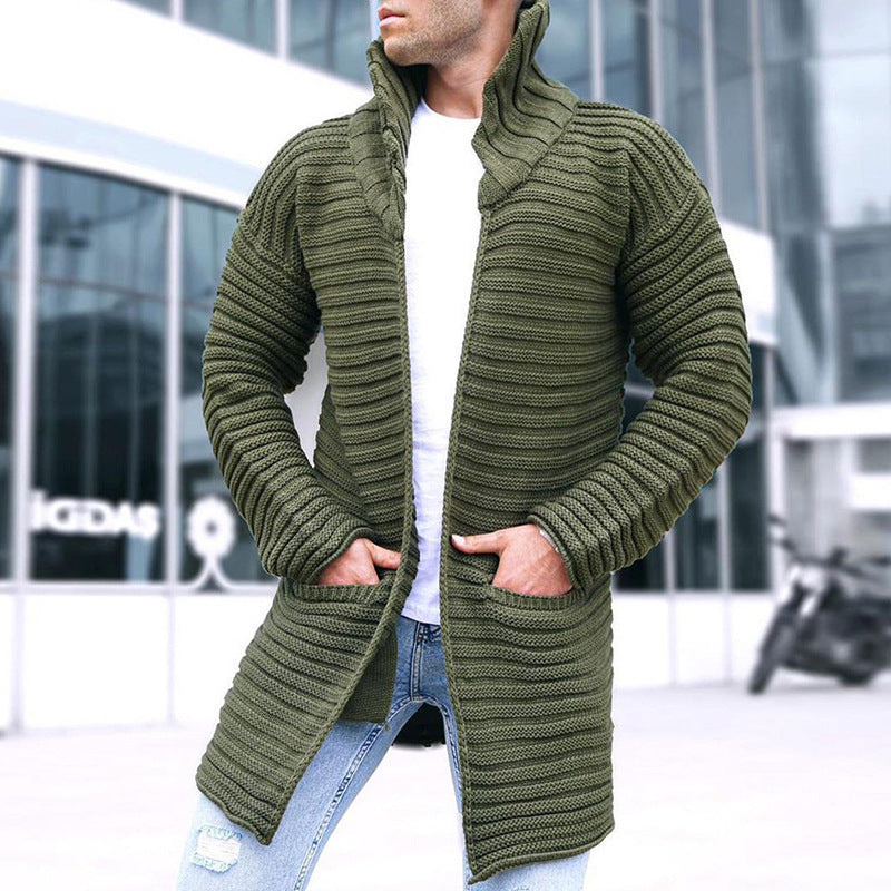 Men's turtleneck long sleeve knitted sweater cardigan