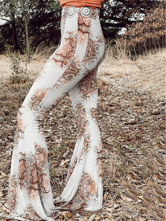 Printed Bodyline Flare Pants - OCEANE