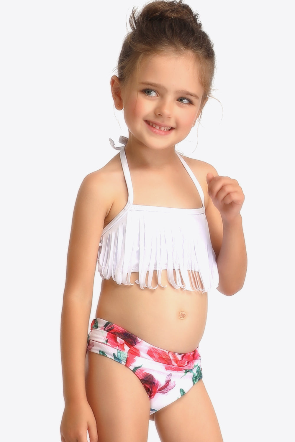 Printed Halter Neck Fringed Two-Piece Swim Set 4T, 5T, 6, 7, 8, 9 - OCEANE