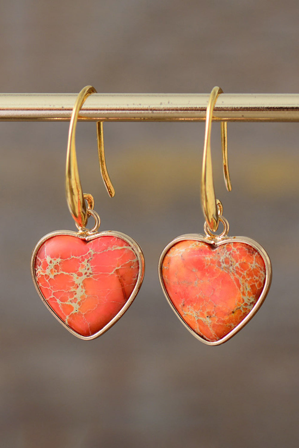 Imperial Jasper Heart Earrings - OCEANE