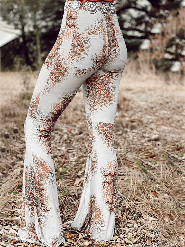 Printed Bodyline Flare Pants - OCEANE