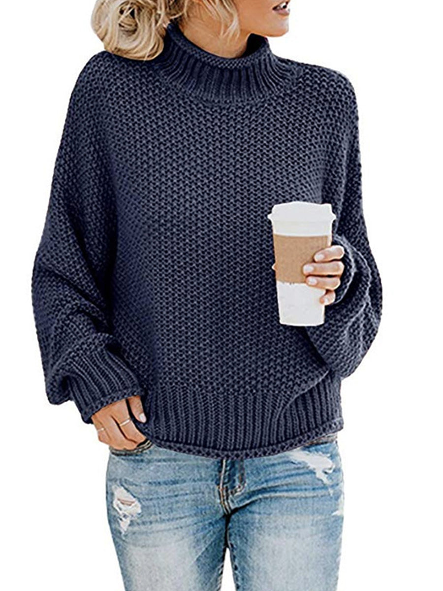 Turtleneck Dropped Shoulder Sweater - OCEANE