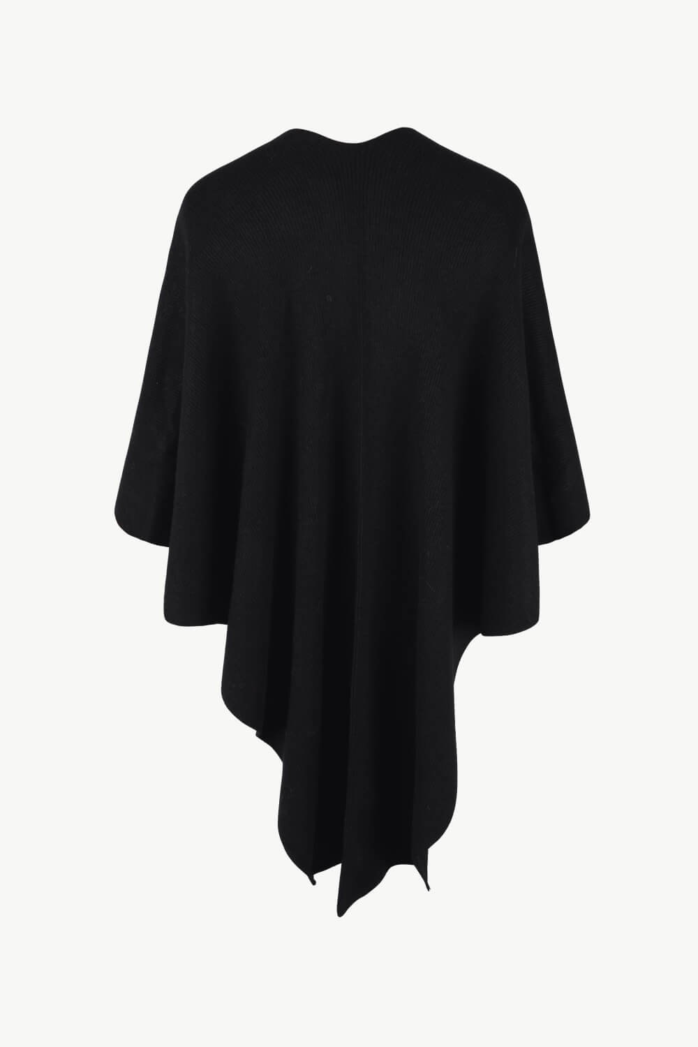 Surplice Neck Pom-Pom Trim Poncho - OCEANE