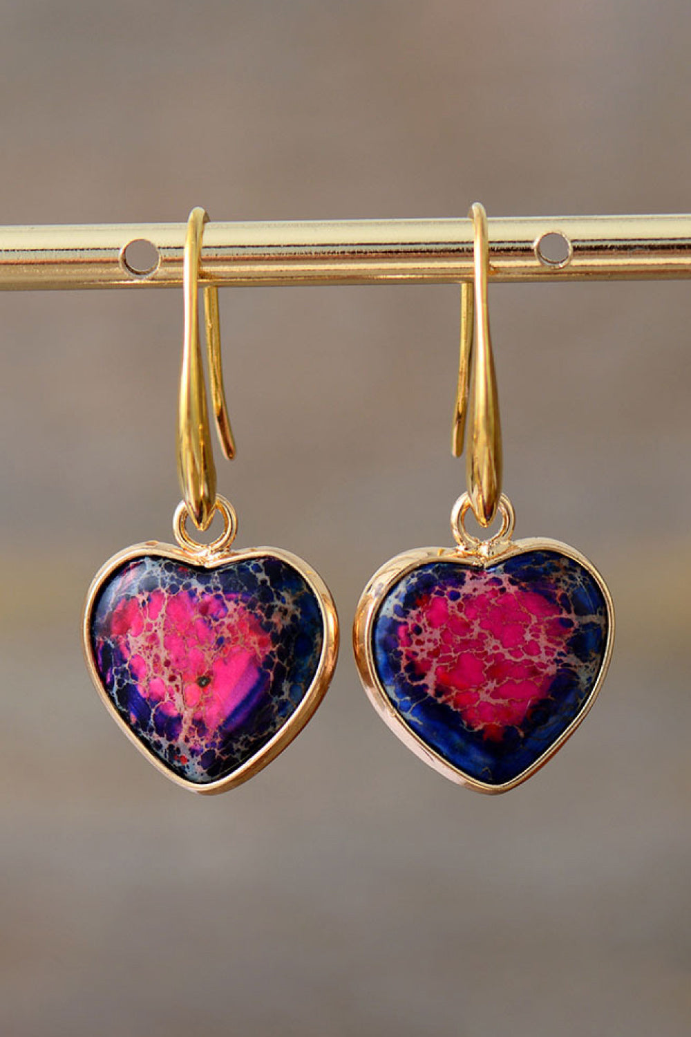 Imperial Jasper Heart Earrings - OCEANE