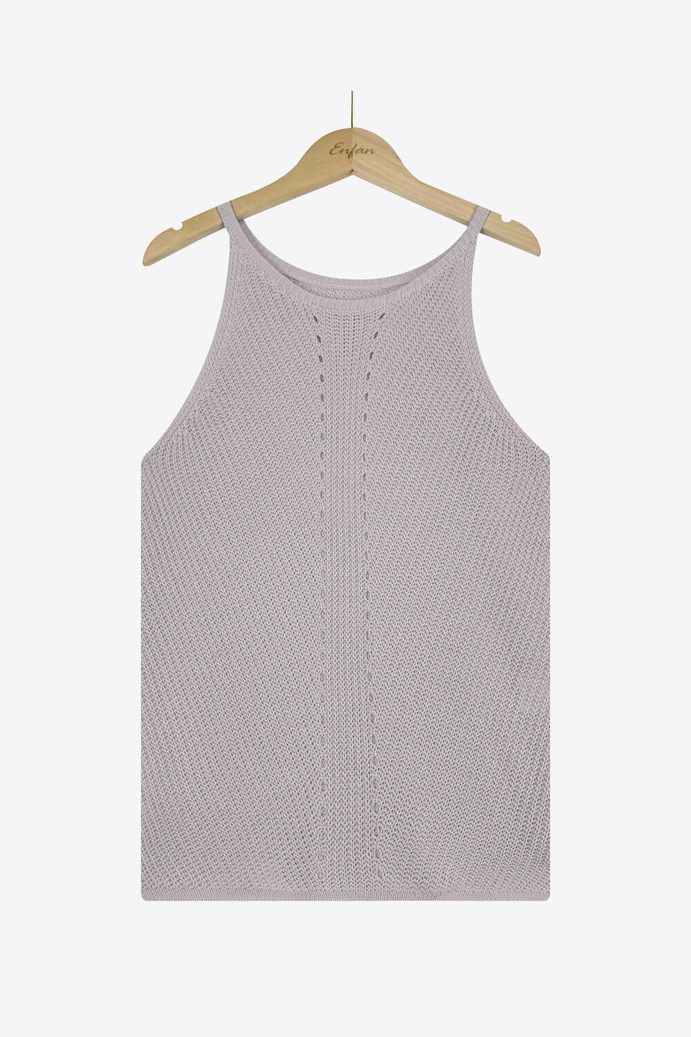 Openwork Grecian Neck Knit Tank Top - OCEANE