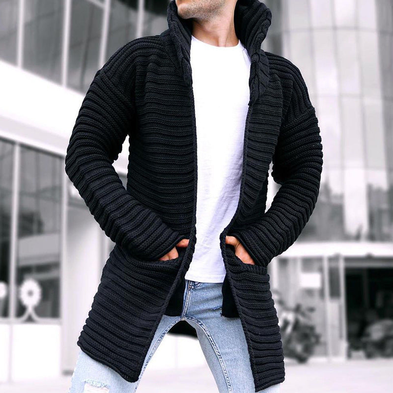 Men's turtleneck long sleeve knitted sweater cardigan