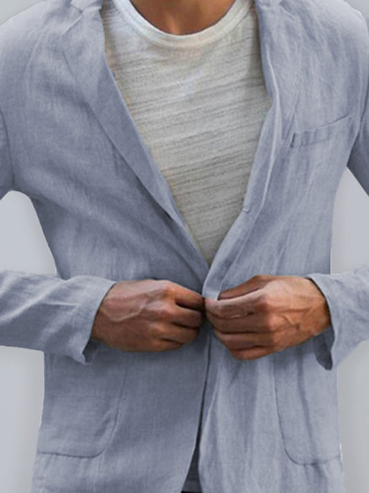 Men's Linen Cotton Loose Comfortable Solid Color Boutique Thin Casual Blazer