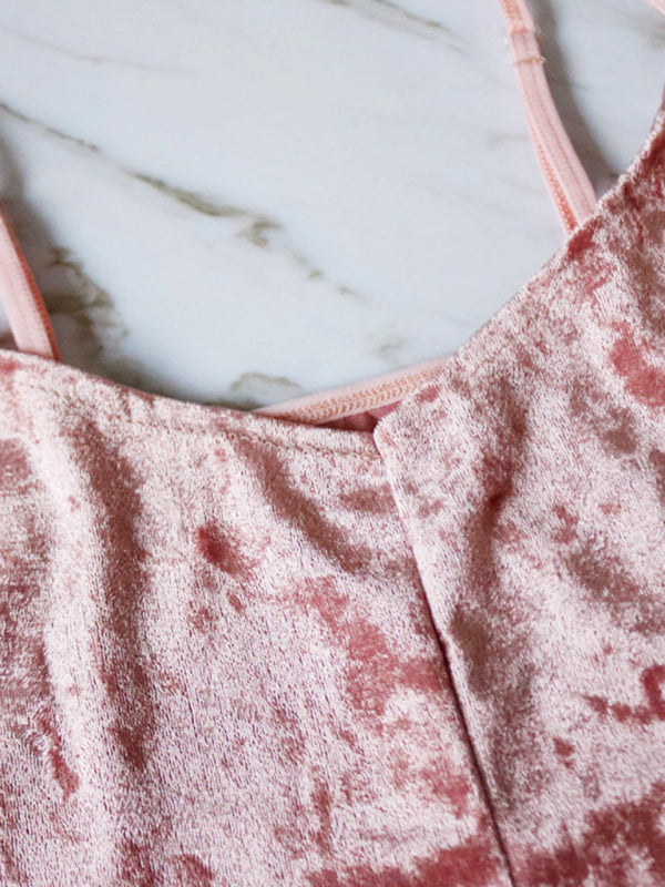 Sexy Velvet V-neck Underwear Two-Piece Set Sexy Lingerie Pajamas Loungewear Set