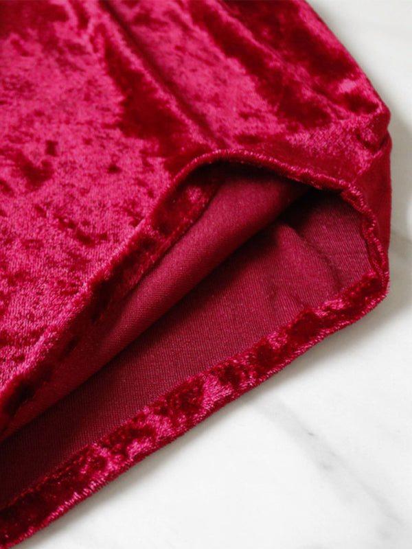 Sexy Velvet V-neck Underwear Two-Piece Set Sexy Lingerie Pajamas Loungewear Set