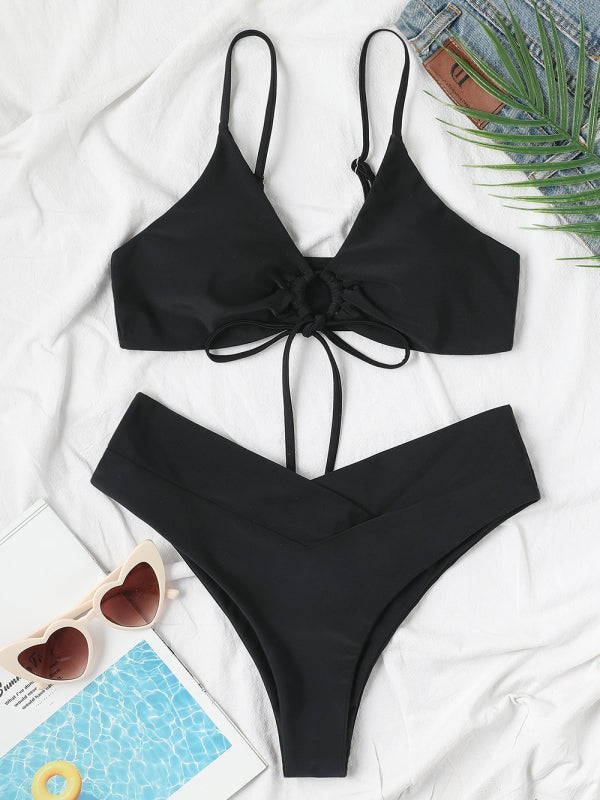 Women's Underwire Halter Bikini with Matching Cross-fold Bottom