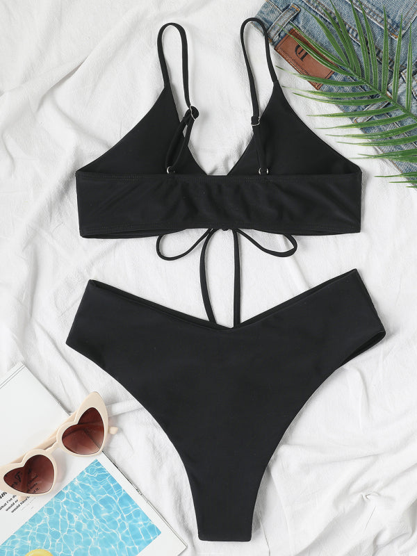 Women's Underwire Halter Bikini with Matching Cross-fold Bottom