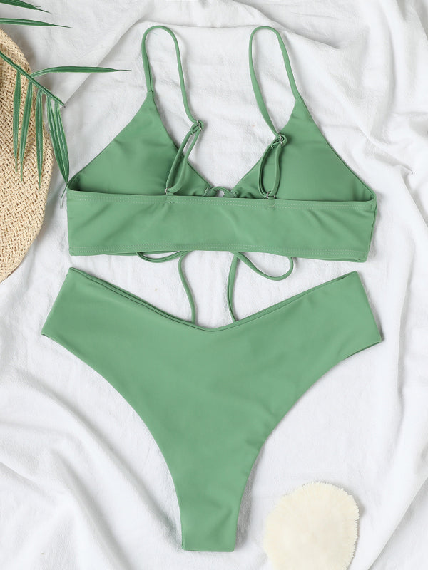 Women's Underwire Halter Bikini with Matching Cross-fold Bottom