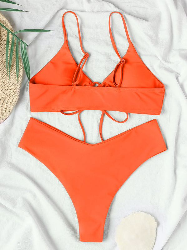 Women's Underwire Halter Bikini with Matching Cross-fold Bottom
