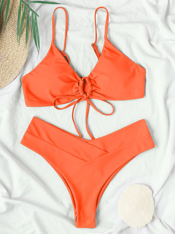 Women's Underwire Halter Bikini with Matching Cross-fold Bottom