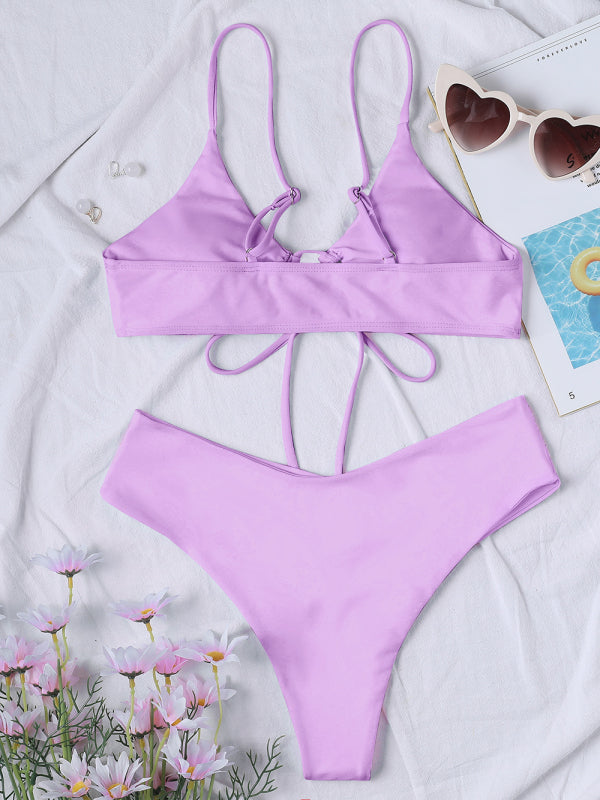 Women's Underwire Halter Bikini with Matching Cross-fold Bottom