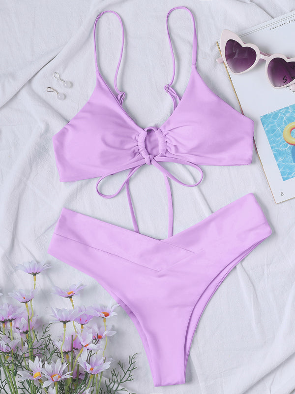 Women's Underwire Halter Bikini with Matching Cross-fold Bottom