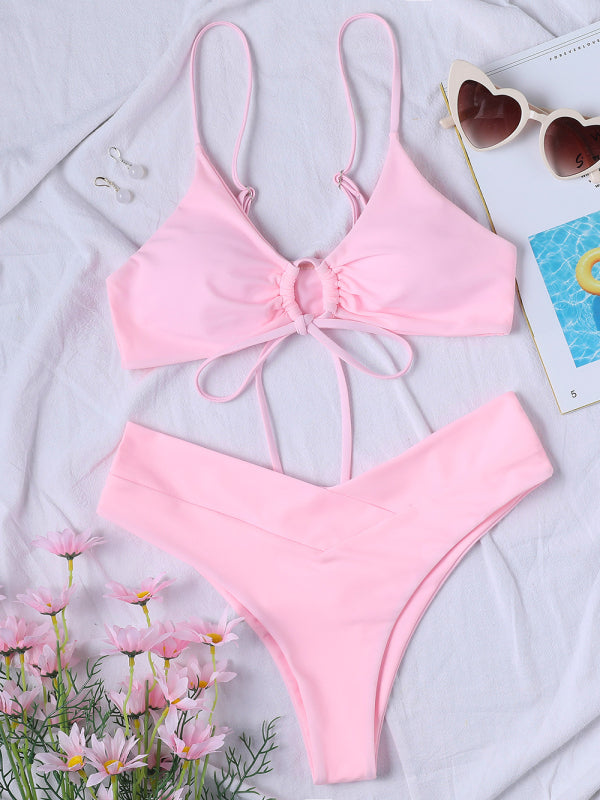 Women's Underwire Halter Bikini with Matching Cross-fold Bottom