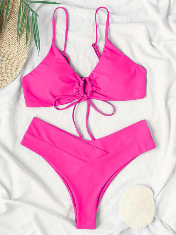 Women's Underwire Halter Bikini with Matching Cross-fold Bottom