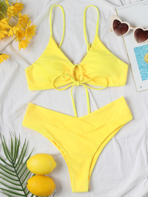Women's Underwire Halter Bikini with Matching Cross-fold Bottom