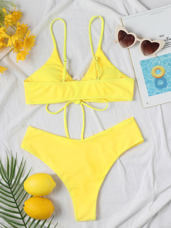 Women's Underwire Halter Bikini with Matching Cross-fold Bottom