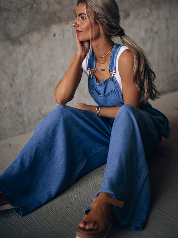 Women's Loose Casual Fashion Denim Overalls - OCEANE