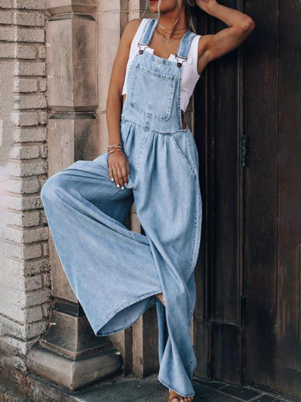 Women's Loose Casual Fashion Denim Overalls - OCEANE