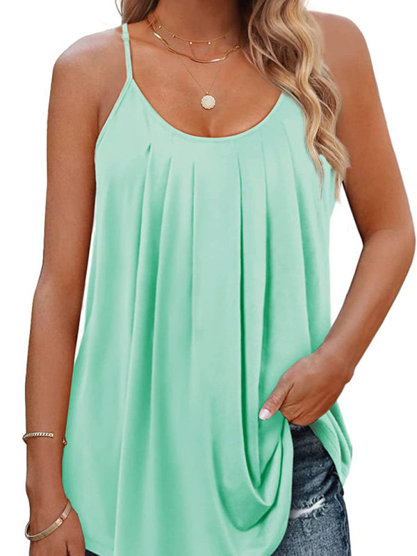 New loose casual solid color sexy camisole top - OCEANE