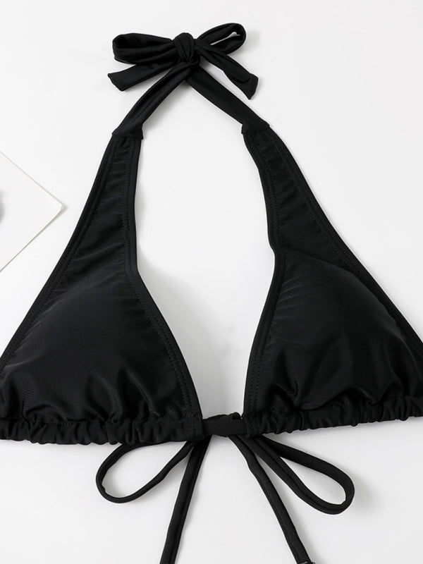 Women's two-piece sexy strappy bikini swimsuit black, red, pink
