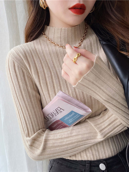 Women's ribbed half turtleneck sweater