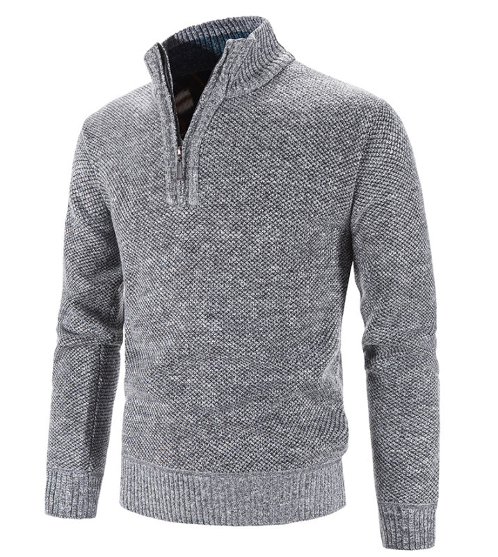 Men's collared turtleneck sweater zipper slim fit