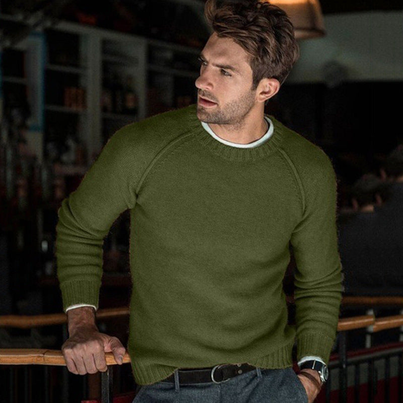 Men's round neck slim fit tops and sweaters