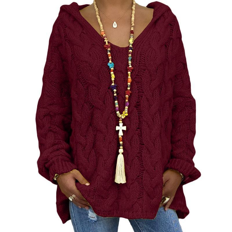 Women's loose hooded pullover long-sleeved sweater~8 colors