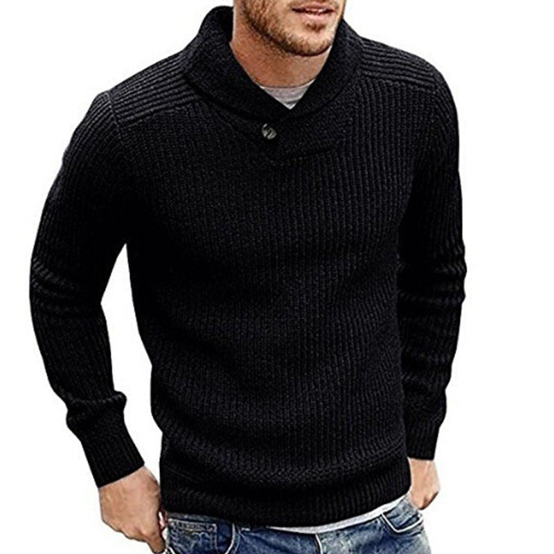 Men's Sweater Lapel Button Pullover Sweater